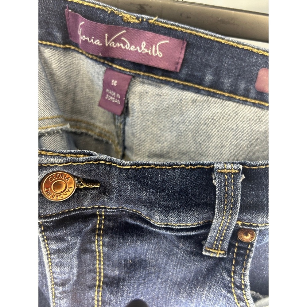 Gloria Vanderbilt Amanda High Rise Straight Leg Jeans Dark Wash Blue Womens 14 - Picture 3 of 3